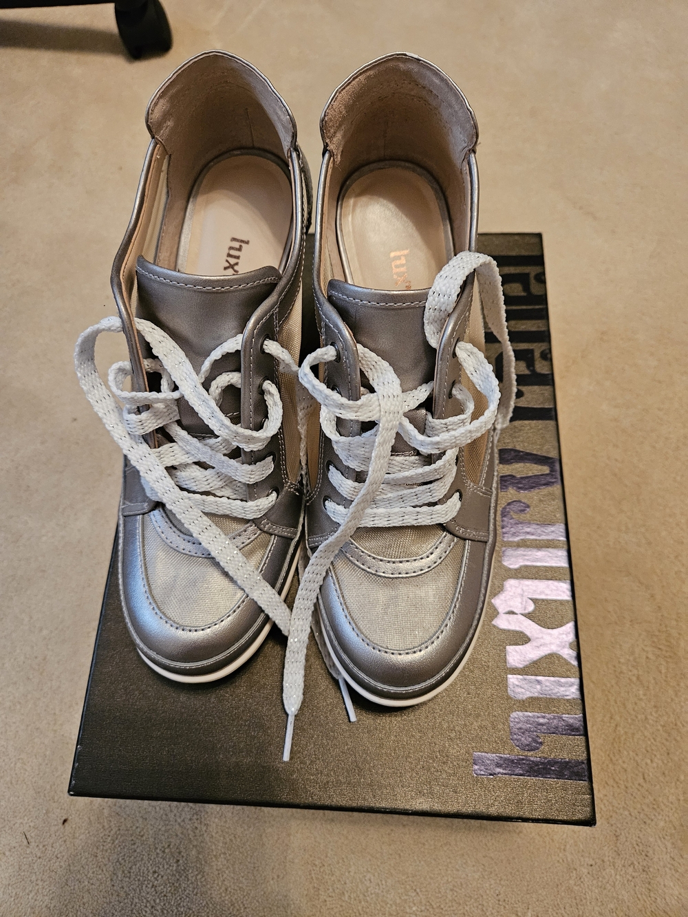 Metallic Silver 4” Wedge Sneakers